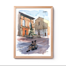 WBO002 Piazza del Nettuno Bologna original watercolor WBO002 Piazza del Nettuno Bologna original watercolor