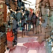 WBO001 Via Pescherie Vecchie Bologna original watercolor