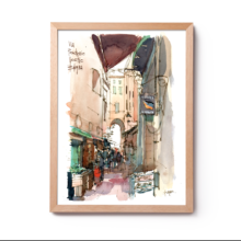 WBO001 Via Pescherie Vecchie Bologna original watercolor