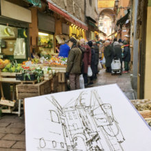 WBO001 Via Pescherie Vecchie Bologna original watercolor