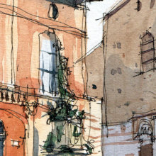 WBO002 Piazza del Nettuno Bologna original watercolor WBO002 Piazza del Nettuno Bologna original watercolor