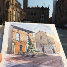 WBO002 Piazza del Nettuno Bologna original watercolor WBO002 Piazza del Nettuno Bologna original watercolor