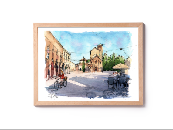 WBO003 Piazza Santo Stefano Bologna original watercolor WBO003 Piazza Santo Stefano Bologna original watercolor