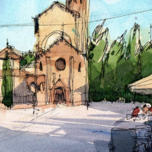 WBO003 Piazza Santo Stefano Bologna original watercolor WBO003 Piazza Santo Stefano Bologna original watercolor
