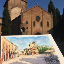 WBO003 Piazza Santo Stefano Bologna original watercolor WBO003 Piazza Santo Stefano Bologna original watercolor