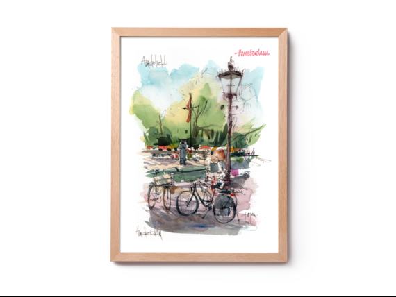 AMS001 Amstelveld Amsterdam Original Watercolor3 AMS001 Amstelveld Amsterdam Original Watercolor3