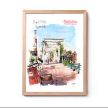 AMS002 Magere Brug Amsterdam Original Watercolor