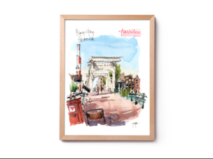 AMS002 Magere Brug Amsterdam Original Watercolor