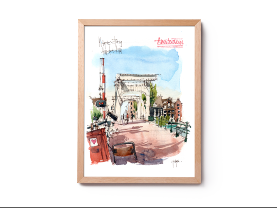 AMS002 Magere Brug Amsterdam Original Watercolor