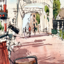 AMS002 Magere Brug Amsterdam Original Watercolor