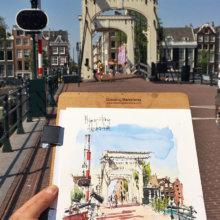 AMS002 Magere Brug Amsterdam Original Watercolor