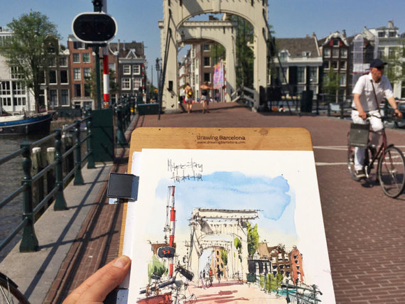 AMS002 Magere Brug Amsterdam Original Watercolor