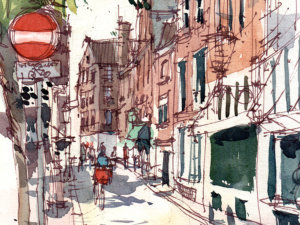 AMS003 Sign Amsterdam Original Watercolor