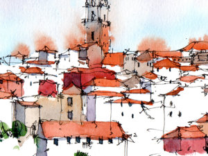OPO001 Sé Oporto Original Watercolor