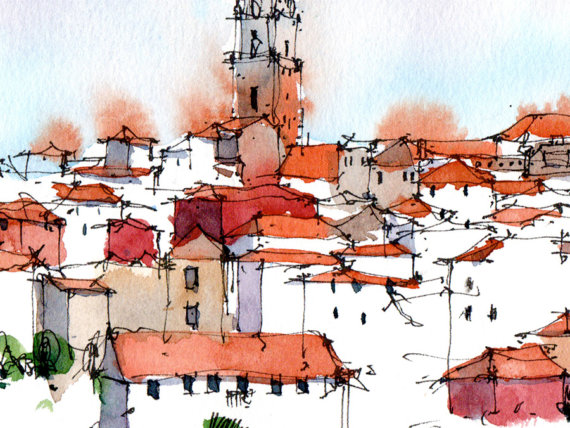 OPO001 Sé Oporto Original Watercolor