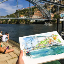 OPO003 Sao Nicolau Oporto Original Watercolor OPO003 Sao Nicolau Oporto Original Watercolor