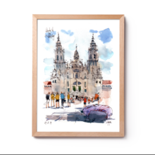 SCQ001 Plaza del Obradoiro Santiago de Compostela Original Watercolor SCQ001 Plaza del Obradoiro Santiago de Compostela Original Watercolor
