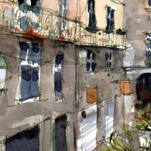 SCQ002 Rúa de Acibechería Santiago de Compostela Original Watercolor