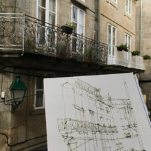 SCQ002 Rúa de Acibechería Santiago de Compostela Original Watercolor