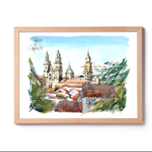 SCQ003 Vista Santiago de Compostela Original Watercolor SCQ003