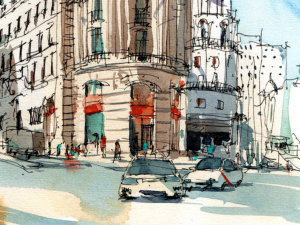 Edificio-Metrolopis-drawing-on-the-road