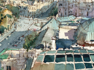 MAD002-Madrid-Centro-vista-madrid-Original-Watercolor