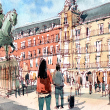 plaza-mayor-madrid-Original-Watercolor