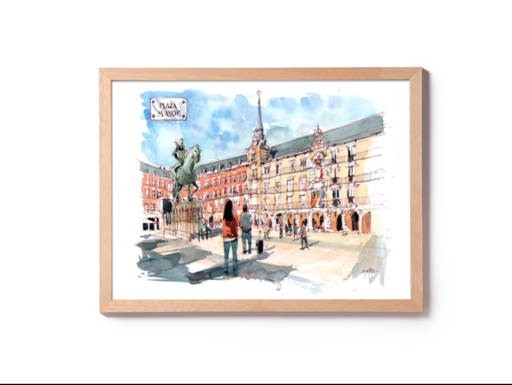 plaza-mayor-madrid-Original-Watercolor