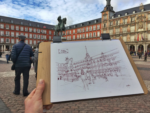 plaza-mayor-madrid-Original-Watercolor