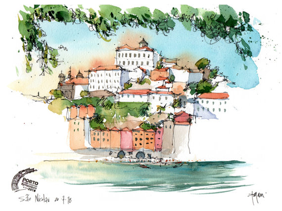 Rio-Douro-Oporto-Original-Watercolor