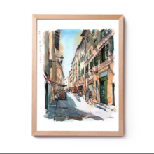 Borgo-San-Lorenzo-firenze-Original-Watercolor Borgo-San-Lorenzo-firenze-Original-Watercolor