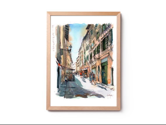 Borgo-San-Lorenzo-firenze-Original-Watercolor Borgo-San-Lorenzo-firenze-Original-Watercolor