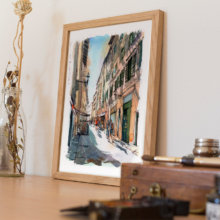 Borgo-San-Lorenzo-firenze-Original-Watercolor Borgo-San-Lorenzo-firenze-Original-Watercolor