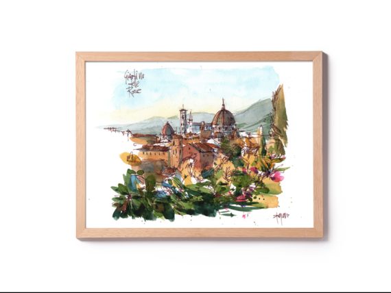 Giardino-delle-rose-firenze-Original-Watercolor Giardino-delle-rose-firenze-Original-Watercolor