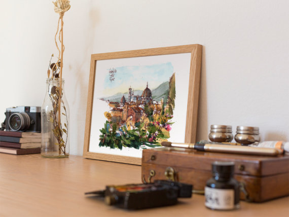 Giardino-delle-rose-firenze-Original-Watercolor Giardino-delle-rose-firenze-Original-Watercolor