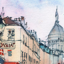 Montmartre-Paris-Original-Watercolor Montmartre-Paris-Original-Watercolor