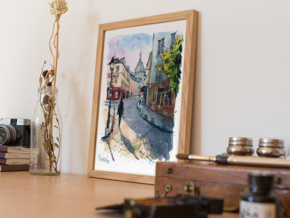 Montmartre-Paris-Original-Watercolor Montmartre-Paris-Original-Watercolor