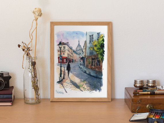 Montmartre-Paris-Original-Watercolor Montmartre-Paris-Original-Watercolor