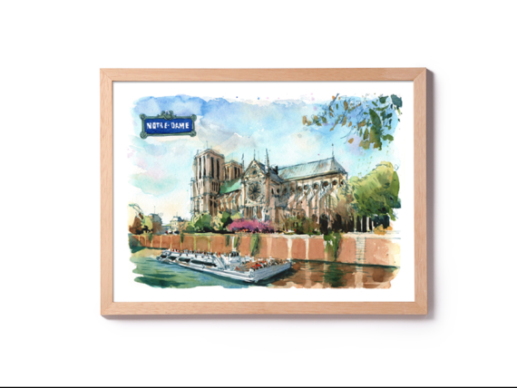 Notre-Dame-Paris-Original-Watercolor Notre-Dame-Paris-Original-Watercolor