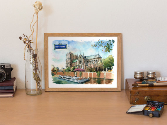 Notre-Dame-Paris-Original-Watercolor4 Notre-Dame-Paris-Original-Watercolor