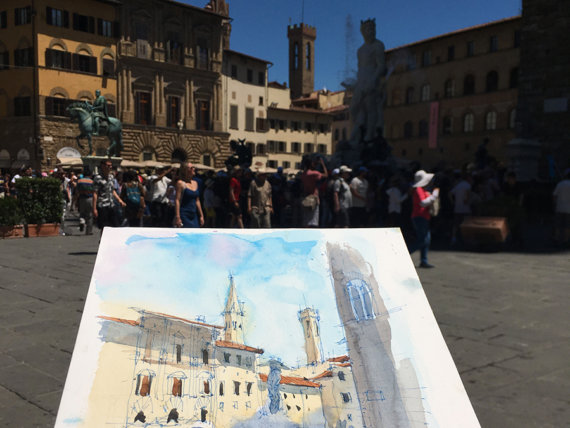 Piazza-della-Signoria-Original-Watercolor