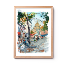 Place-du-Tetre-Paris-Original-Watercolor Place-du-Tetre-Paris-Original-Watercolor