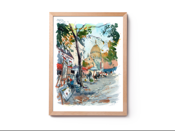 Place-du-Tetre-Paris-Original-Watercolor Place-du-Tetre-Paris-Original-Watercolor
