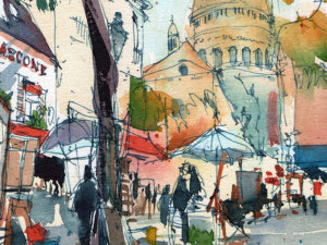 Place-du-Tetre-Paris-Original-Watercolor