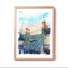 Toits-Paris-Original-Watercolor Toits-Paris-Original-Watercolor