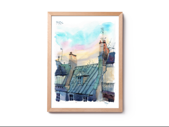 Toits-Paris-Original-Watercolor Toits-Paris-Original-Watercolor