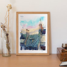Toits-Paris-Original-Watercolor Toits-Paris-Original-Watercolor