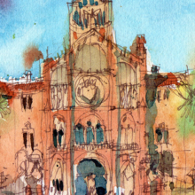 hospital-sant-pau-Bike-barcelona-Original-watercolor2 hospital-sant-pau-Bike-barcelona-Original-watercolor