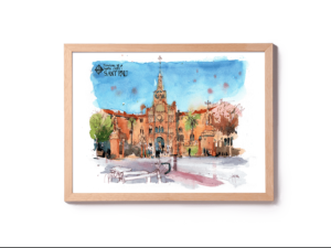 hospital-sant-pau-Bike-barcelona-Original-watercolor1
