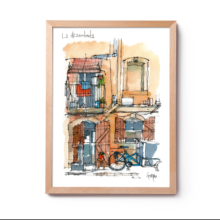 La-Barceloneta-Balcony-drawing-Barcelona-watercolor-print